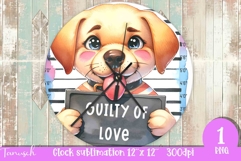funny mugshot dog in prison Wall Clock sublimation design Product Image 1