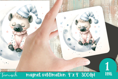 watercolor nursery Animals MAGNET sublimation / Baby Hyena Product Image 1