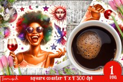 funny Mother&#039;s DAY Wine square coaster Sublimation Coffee Product Image 1