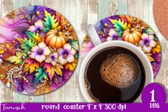 FALL Pumpkin &amp; Sunflowers Round Coaster sublimation bundle Product Image 18