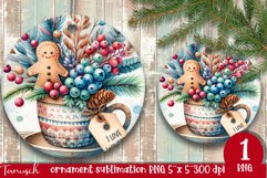 cute rustic Christmas gingerbread ornament Sublimation PNG Product Image 1