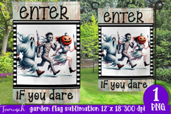 vintage Creepy sublimation Halloween Garden Flag PNG Product Image 1