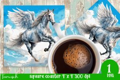 Watercolor horse memorial SQUARE COASTER sublimation PNG Product Image 1