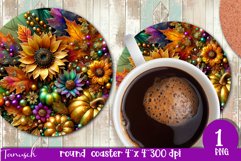 FALL Pumpkin &amp; Sunflowers Round Coaster sublimation bundle Product Image 19