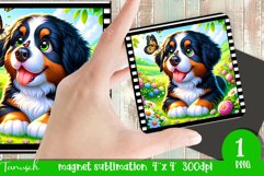 Floral DOG magnet sublimation retro frame BERNESE MOUNTAIN Product Image 1