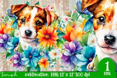 watercolor Jack Russel dog sublimation PNG Product Image 1