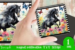 Watercolor horse memorial MAGNET sublimation PNG Product Image 1