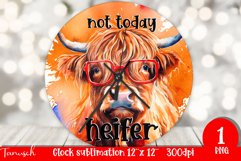 funny HIGHLAND COW wall clock sublimation PNG Product Image 1