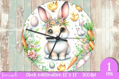 cute EASTER rabbit Wall Clock spring Sublimation PNG Product Image 1