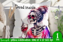 funny Wine pillow Sublimation / dead inside design Product Image 1