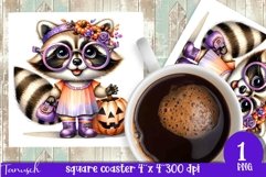 Halloween Animal square coaster sublimation PNG Product Image 22