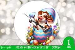 funny happy EASTER wall clock Sublimation hatching Egg Product Image 1