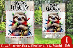 funny christmas Sloth Garden Flag Sublimation Product Image 1