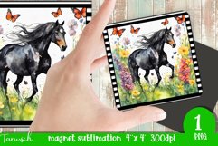 Watercolor horse memorial MAGNET sublimation PNG Product Image 1