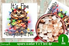funny christmas OWL Square Coaster Sublimation Fine Product Image 1