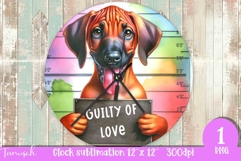 funny mugshot dog in prison Wall Clock sublimation design Product Image 1