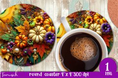 FALL Pumpkin &amp; Sunflowers Round Coaster sublimation bundle Product Image 20