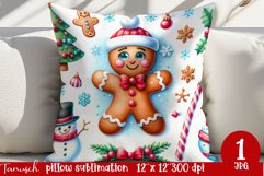 cute rustic Christmas Pillow sublimation / gingerbread Product Image 1