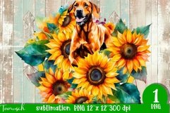 watercolor RHODESIAN RIDGEBACK sublimation PNG / dog design Product Image 1