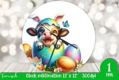 funny happy EASTER wall clock Sublimation hatching Egg Product Image 1