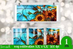 stained glass sunflower sublimation MUG design Product Image 1
