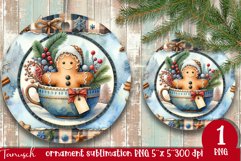 cute rustic Christmas gingerbread ornament Sublimation PNG Product Image 1