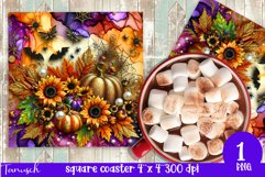 FALL Pumpkin, LEAVES &amp; Sunflowers square coaster bundle Product Image 3
