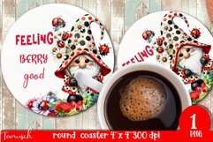 cute gnome Round Coaster Sublimation PNG Product Image 1