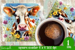 funny COW square coaster sublimation design bundle Product Image 3
