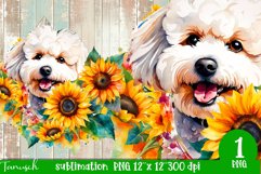 watercolor Bichon Frise dog sublimation PNG Product Image 1
