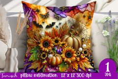 funny FALL Pumpkin with Bow Pillow sublimation PNG Product Image 1