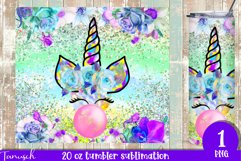 Glitter unicorn bubble gum 20oz Tumbler Sublimation Product Image 1