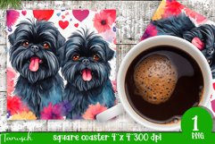 watercolor affenpinscher square coaster sublimation bundle Product Image 3