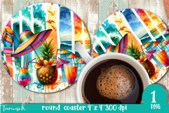 cute SUMMER holidays Round Coaster Sublimation beach design Product Image 1