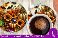 FALL Pumpkin &amp; Sunflowers Round Coaster sublimation bundle Product Image 3