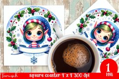 Christmas whimsical elf square coaster Sublimation bundle Product Image 3
