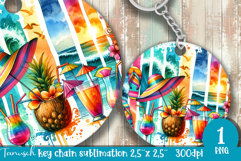 cute SUMMER holidays Keychain Sublimation beach design Product Image 1