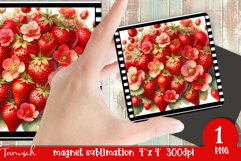 cute watercolor strawberry Magnet Sublimation PNG Product Image 1