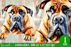 watercolor Bullmastiff dog sublimation mastiff PNG Product Image 1