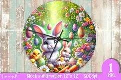 cute EASTER rabbit Wall Clock spring Sublimation PNG Product Image 1