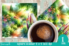 Herbs Garden square coaster sublimation / watercolor Product Image 1