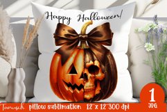 funny FALL Pumpkin Pillow with Bow sublimation JPG Product Image 1