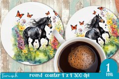 Watercolor horse sublimation ROUND COASTER Product Image 1