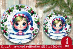 Christmas whimsical elf ornament Sublimation PNG Product Image 1