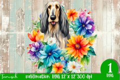 watercolor afghan hound dog sublimation Product Image 1