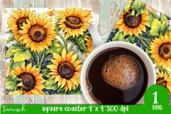 Sunflowers Garden square coaster sublimation bundle Product Image 3