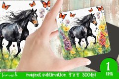Watercolor horse memorial MAGNET sublimation PNG Product Image 1