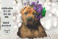 VINTAGE floral SHAR PEI DOG Sublimation PNG Product Image 1