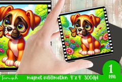 Floral DOG magnet sublimation retro frame Boxer Product Image 1