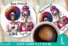 funny Mother&#039;s DAY Wine round coaster Sublimation Product Image 1